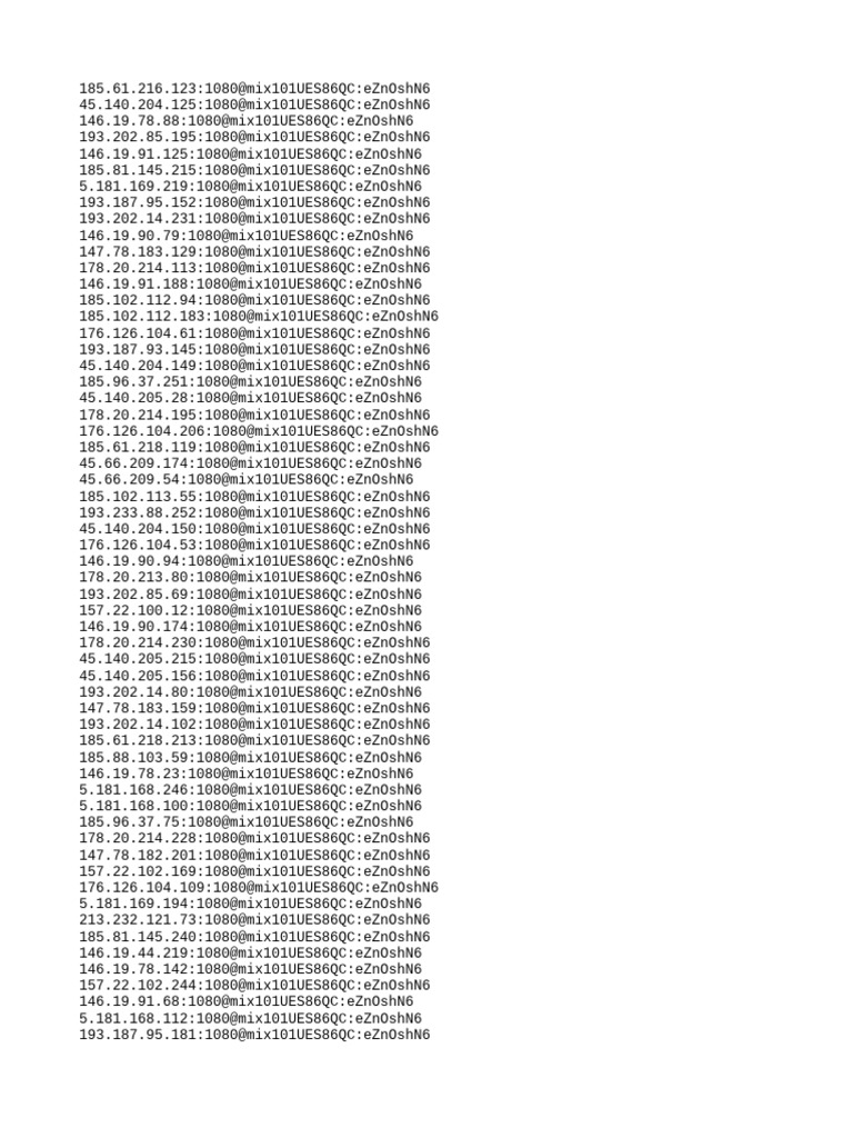 Proxy Server List with Credentials | PDF