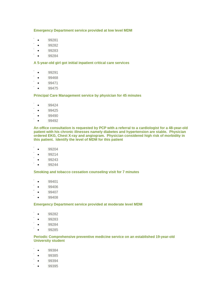 Emergency Department MDM Levels Explained | PDF | Cardiology ...
