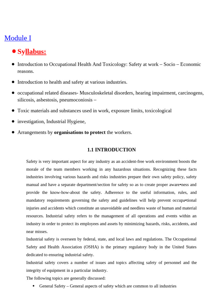 Occupational Health & Safety Overview | PDF | Occupational Safety And ...