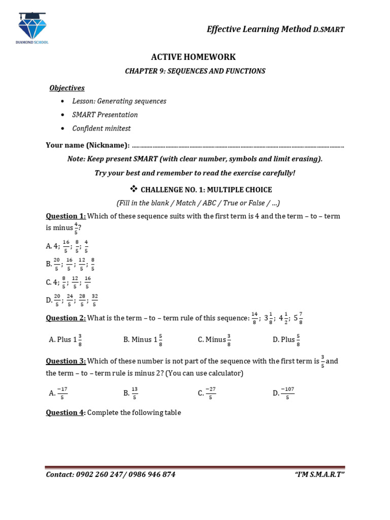 D.SMART Method: Sequences & Functions | PDF | Mathematics
