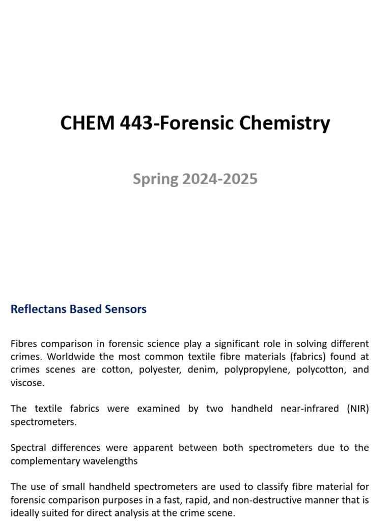 Forensic Chemistry: Fiber & Sensor Analysis | PDF | Biosensor | Gas ...
