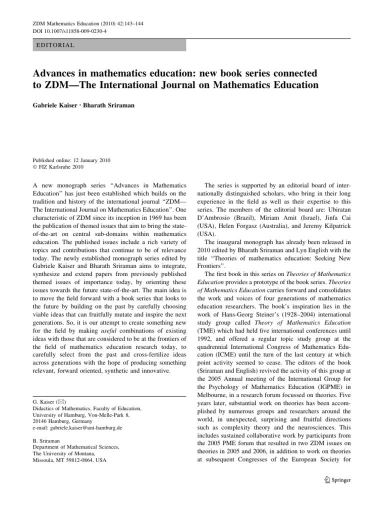 Advances in Mathematics Education Series | PDF | Theory | Learning