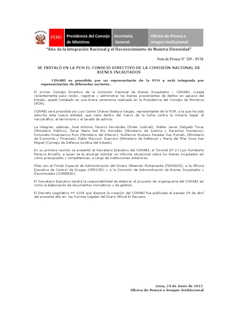 Qué es CONABI y su función en Perú | PDF