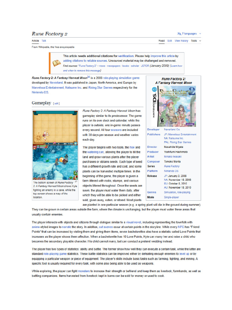 Rune Factory 2 | PDF