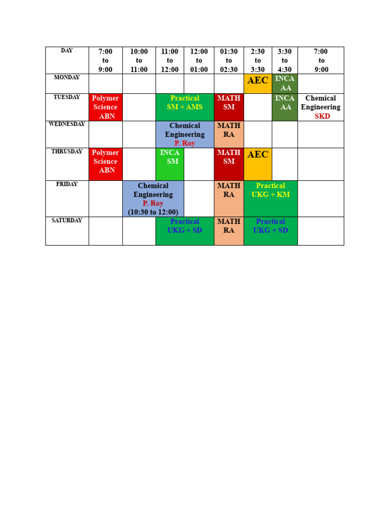Routine Draft 4th Sem | PDF