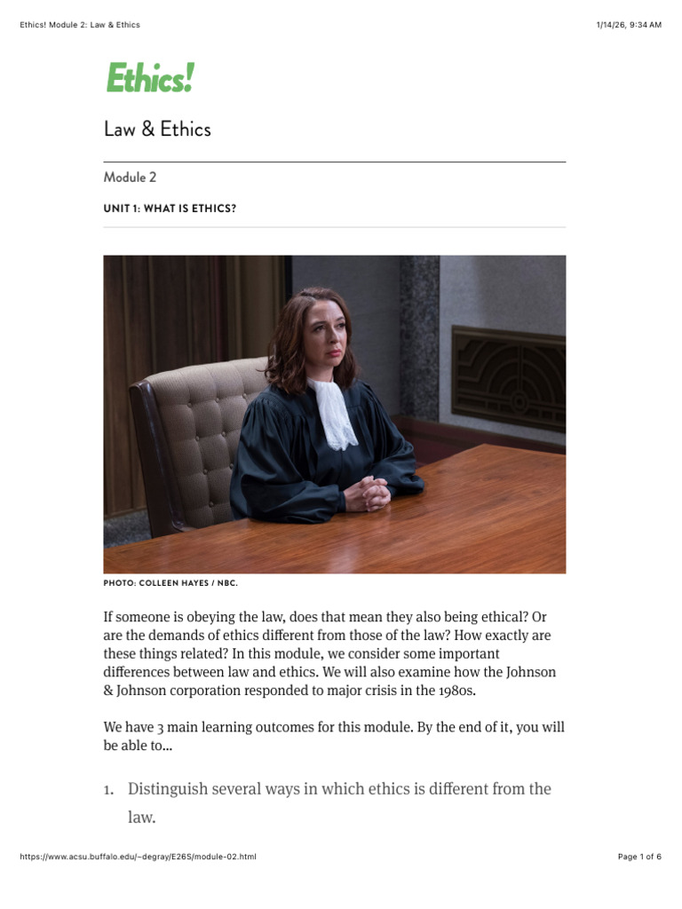 Ethics! Module 2: Law & Ethics | PDF