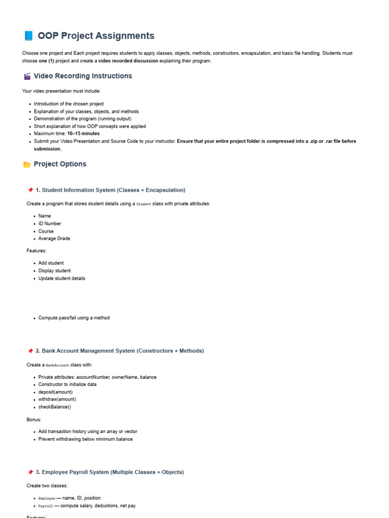 OOP-Project-Assignments | PDF | Object Oriented Programming | Payroll