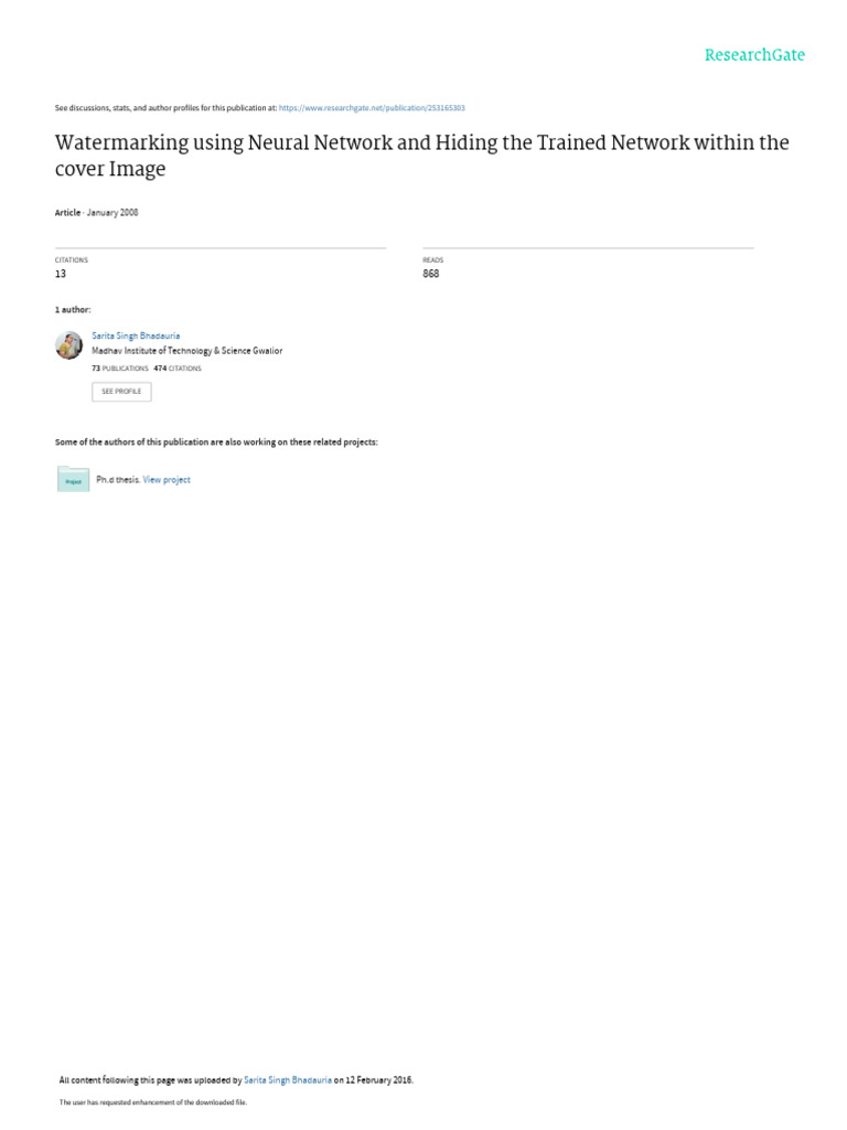 Watermarking Using Neural Network 1NO. | PDF | Applied Mathematics ...