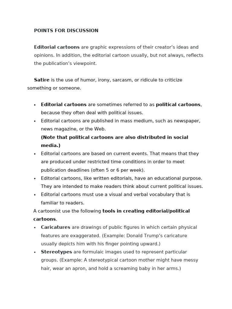 Understanding Editorial Cartoons | PDF | Cartoon | Cartoonist