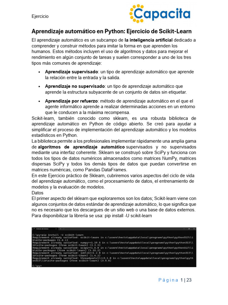 Ejercicio de Aprendizaje Automático con Sklearn | PDF | Aprendizaje ...