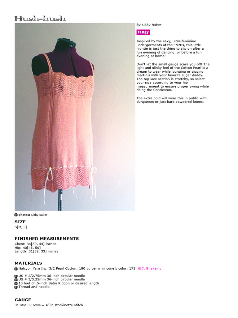 1920s Inspired Lace Nightie Pattern | PDF | Yarn | Textile Arts