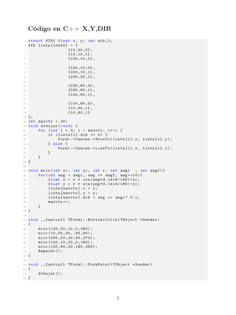 C++ Code for Drawing Shapes with VTX | PDF