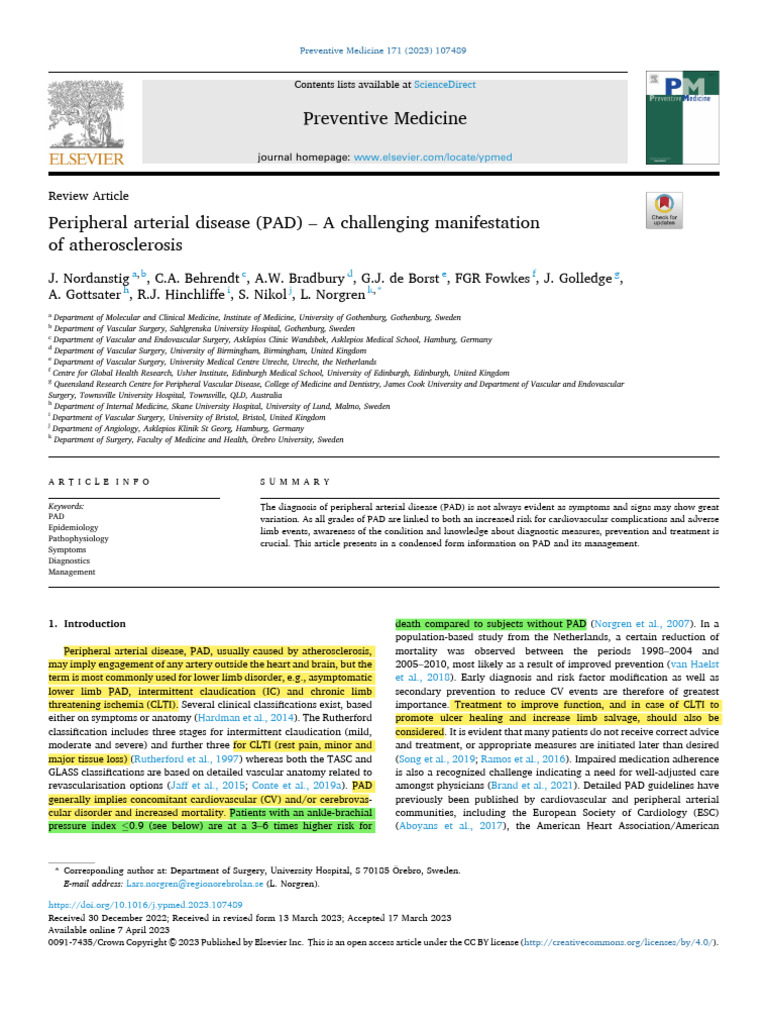 5)Peripheral arterial disease (PAD) A challenging manifestation of ...