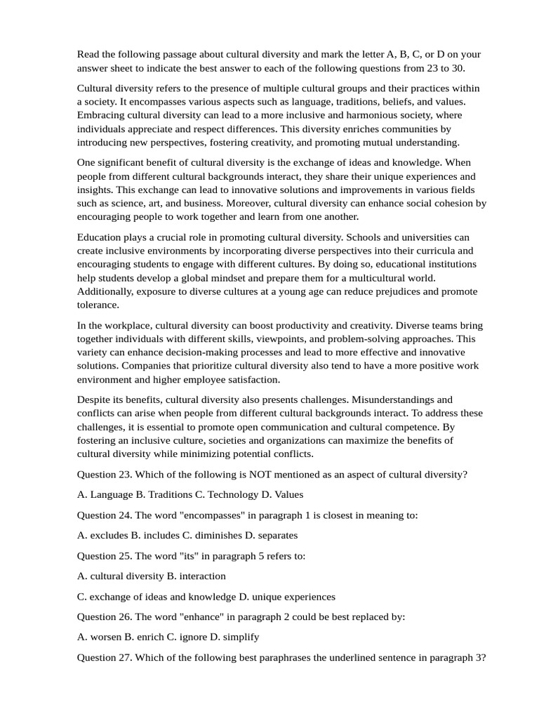 Benefits and Challenges of Cultural Diversity | PDF | Multiculturalism ...