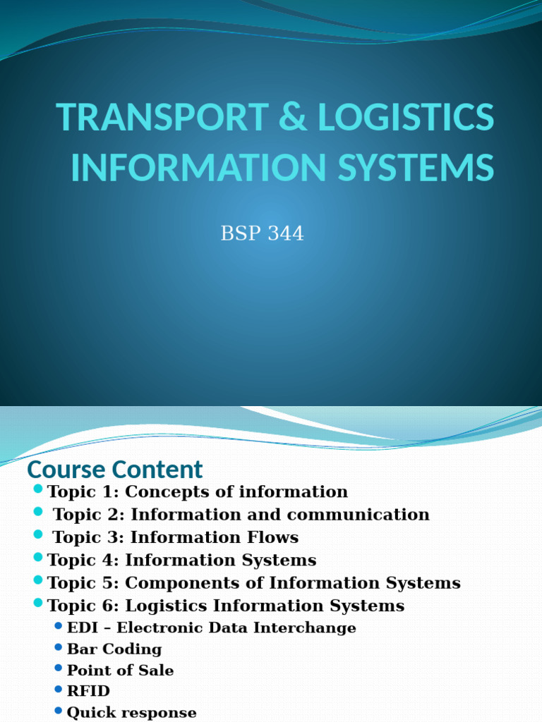Transport & Logistics Information Systems | PDF | Information | Logistics