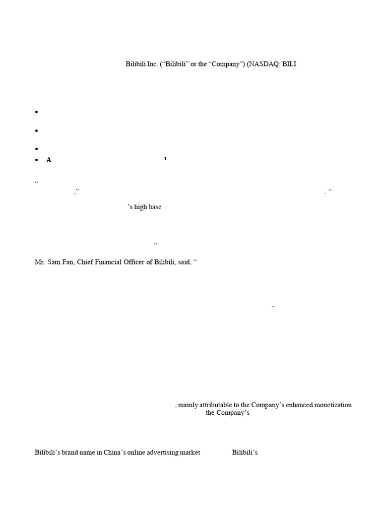 Bilibili 2021第一季度财务报告 | PDF | Intangible Asset | Private Sector