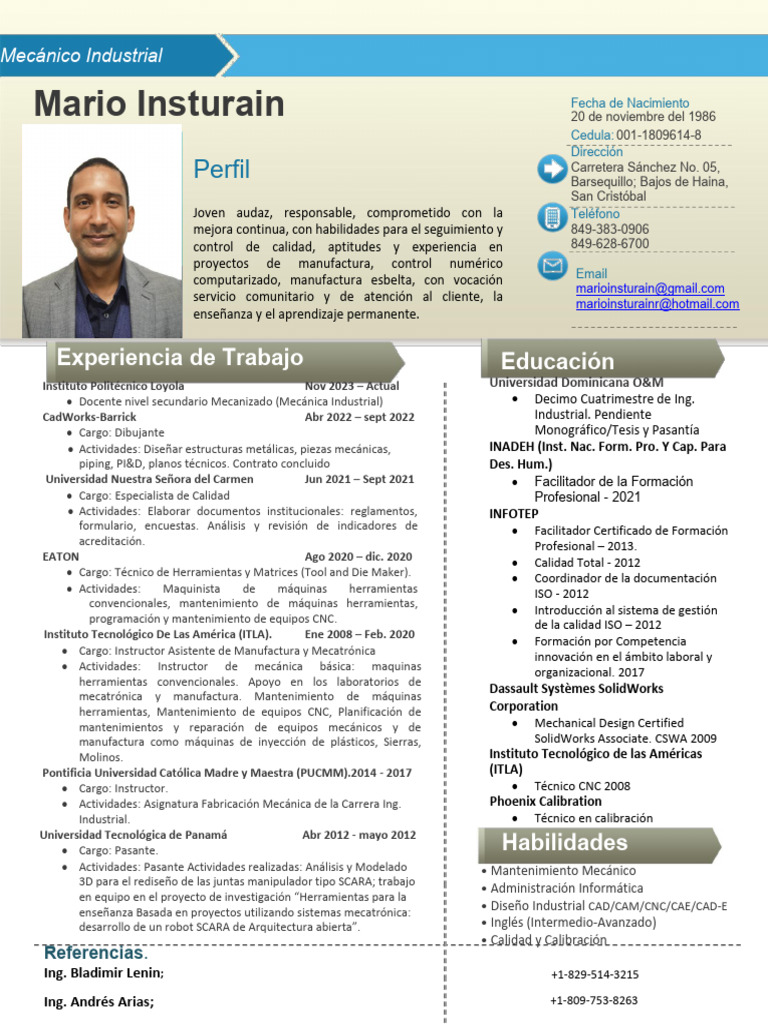 CV Mario Insturain E 25 | PDF