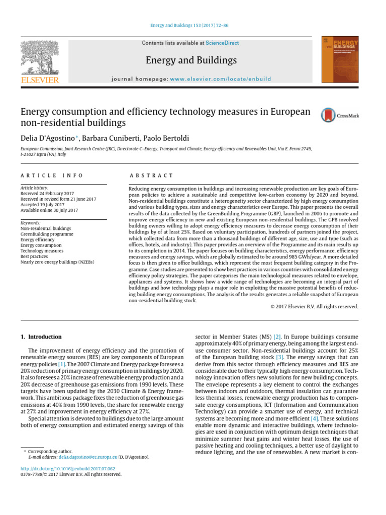 Energy Consumption and Efficiency Technology Measures in European Non ...
