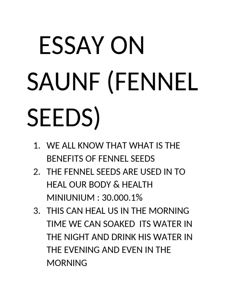 Essay on Saunf | PDF