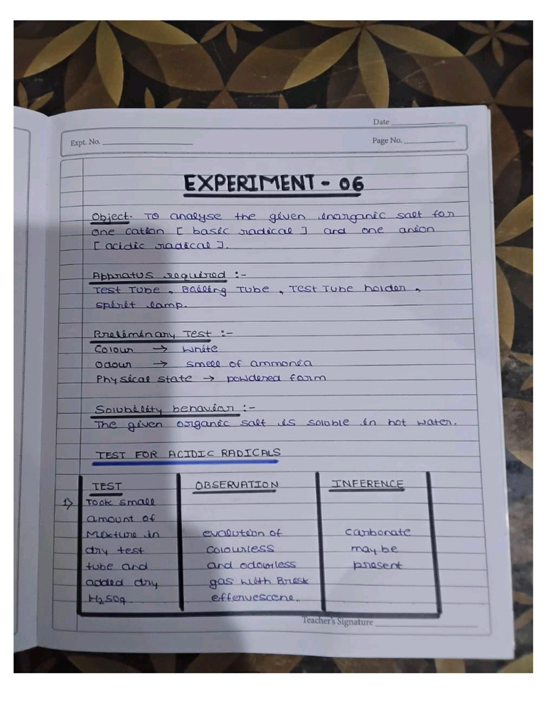 Chemistry Practical File | PDF