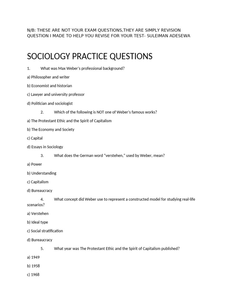 Sociology Practive Question-sewa | PDF | Positivism | Sociology