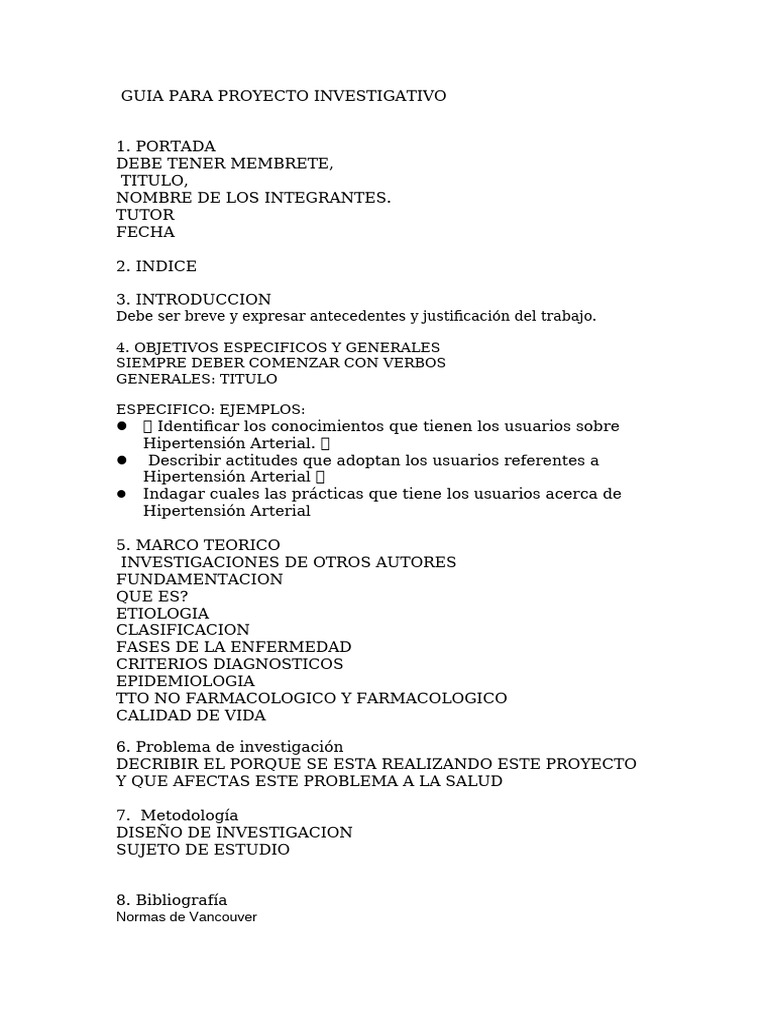 Guia para Proyecto Investigativo | PDF