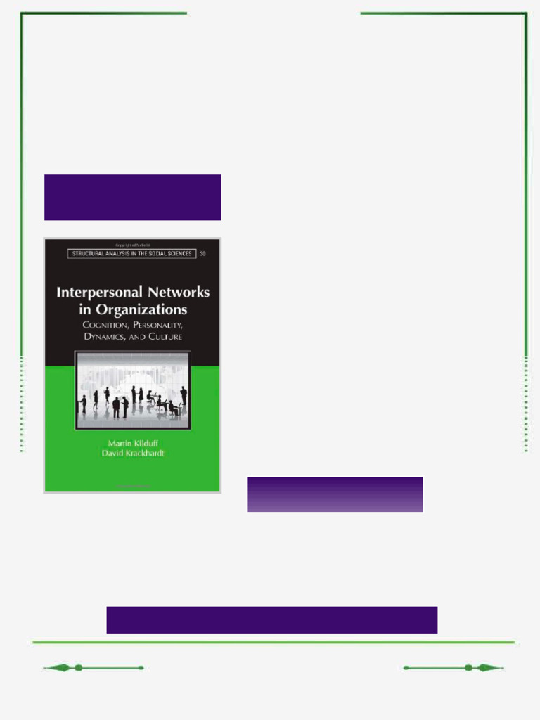 Interpersonal Networks in Organizations Cognition Personality Dynamics ...