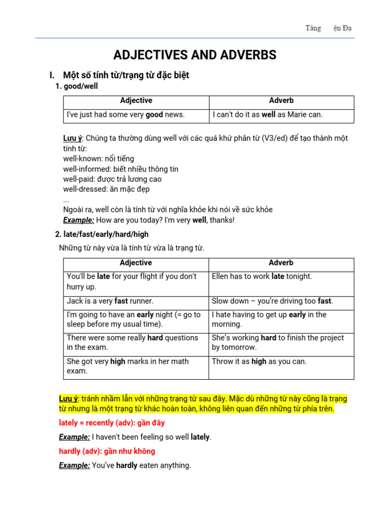 Adjectives and Adverbs | PDF