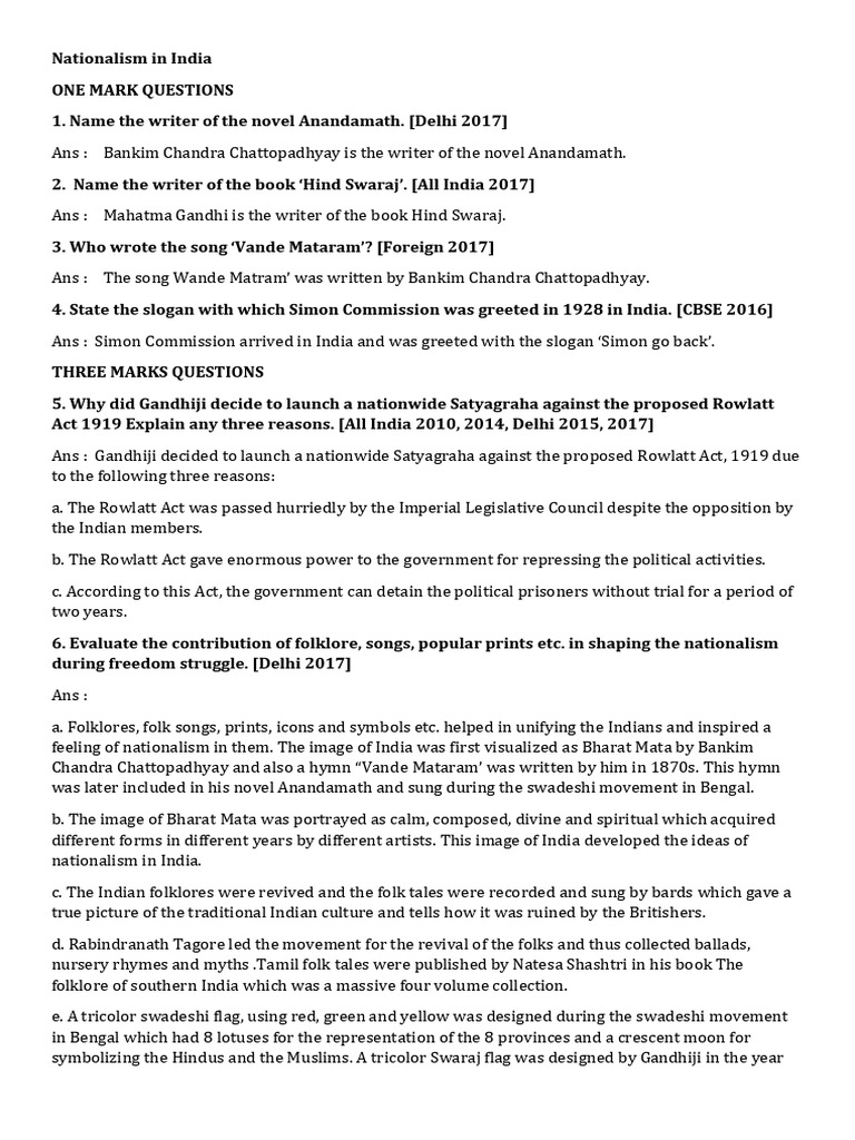 Nationalism in India (1) | PDF | Mahatma Gandhi | Indian Independence ...