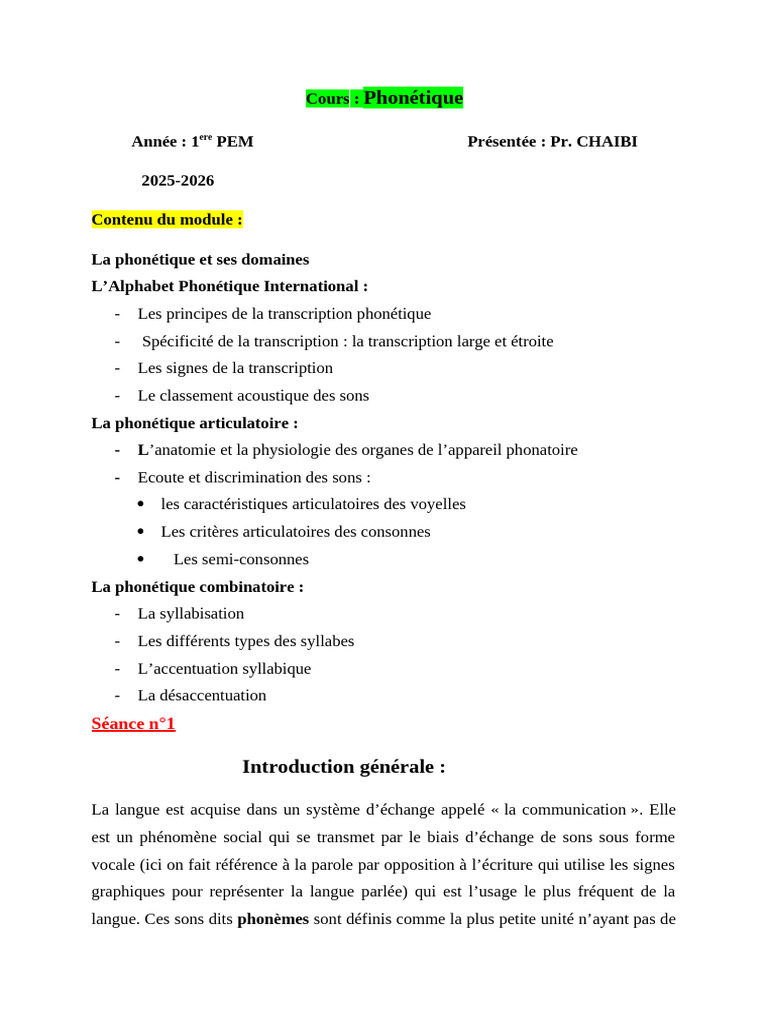 Introduction à la phonétique et API | PDF | Phonétique | Syllabe