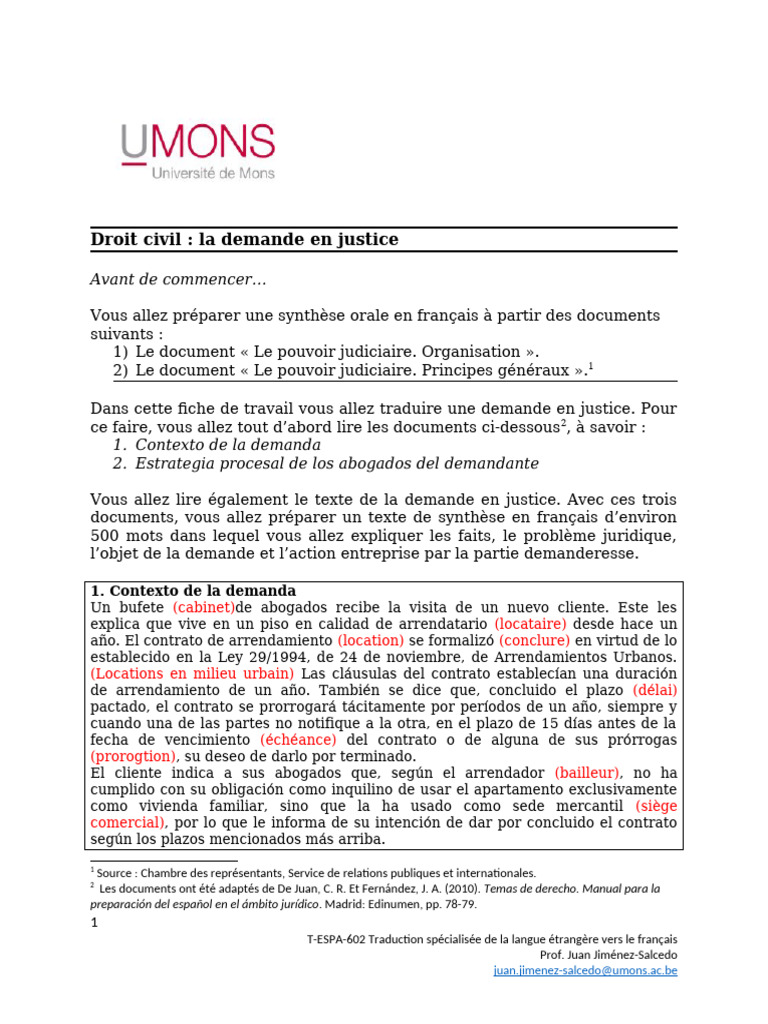 2 Droit Civil La Demande en Justice | PDF | Posesión (Ley) | Demanda ...