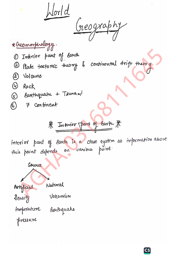 World Geography Hand Writing Notes .... | PDF