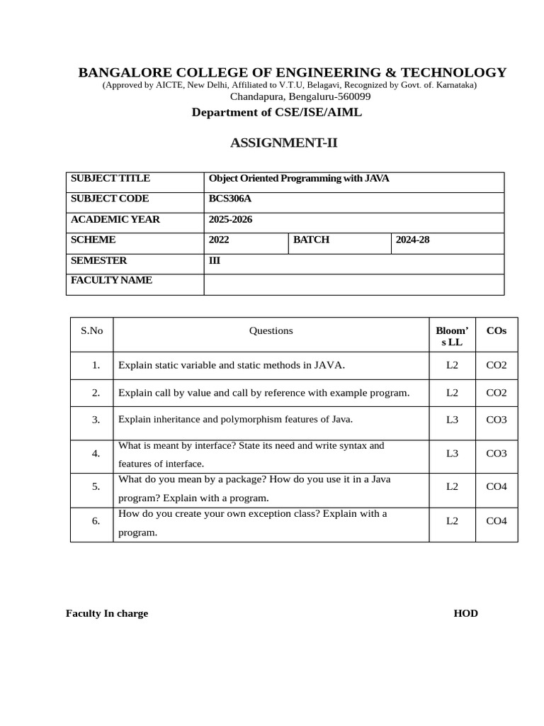 Java OOP Assignment for CSE Students | PDF