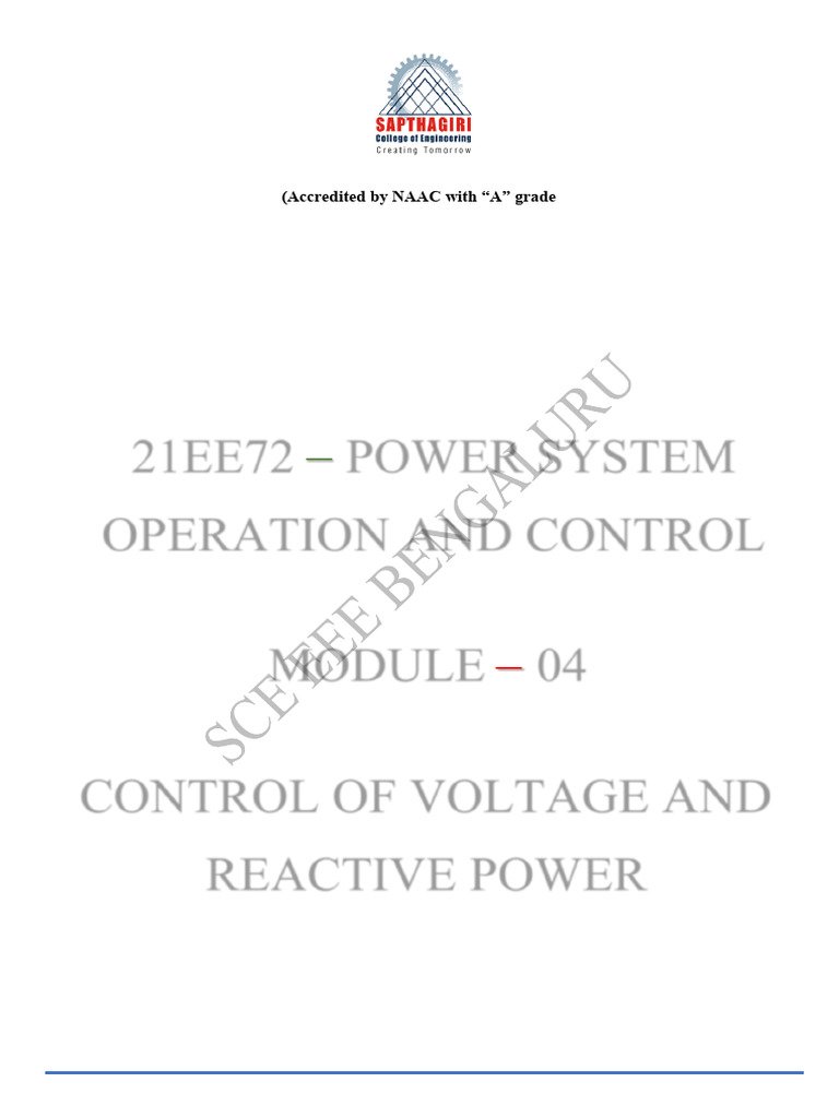 Voltage and Reactive Power Control | PDF | Ac Power | Power (Physics)