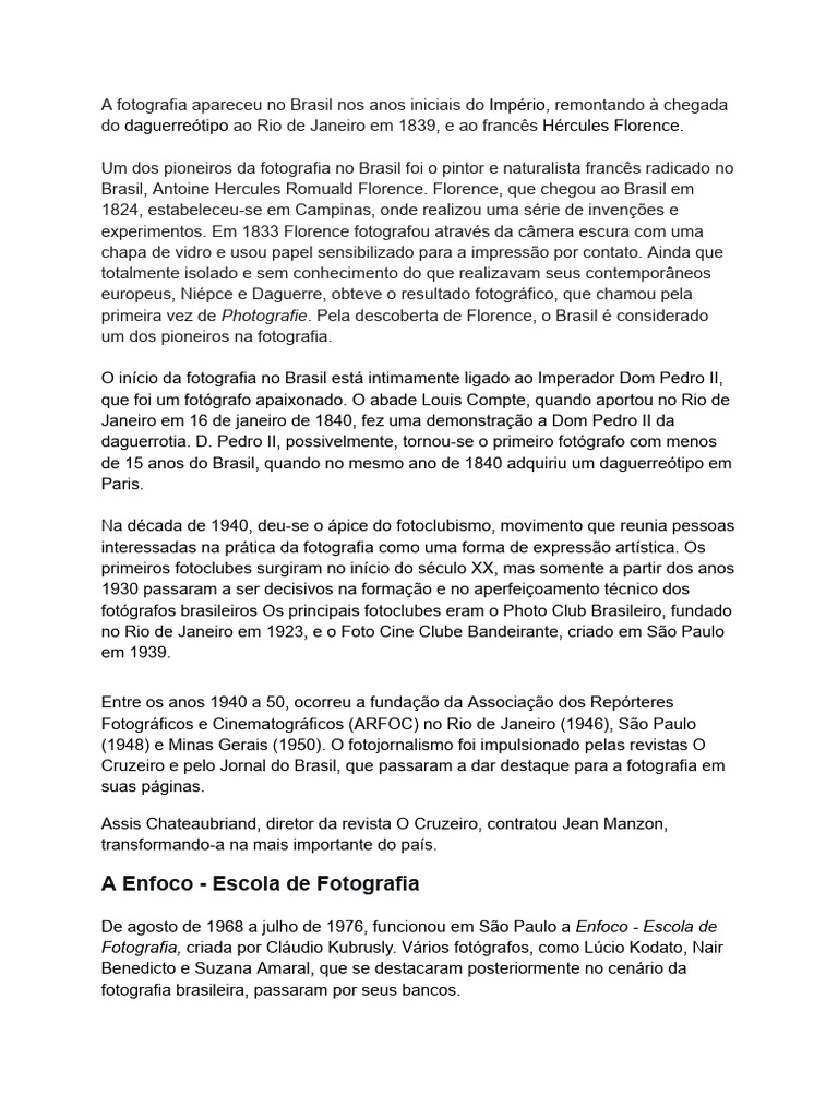 História da Fotografia no Brasil | PDF