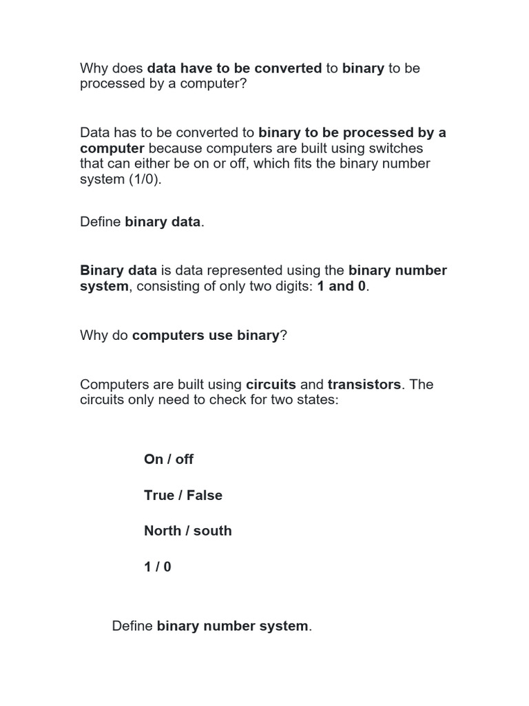 Understanding Binary Data Processing | PDF | Computer Data Storage | Bit