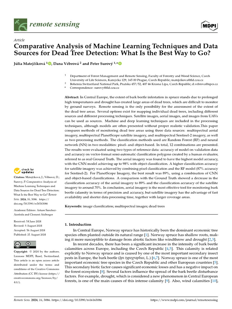Best Methods for Dead Tree Detection | PDF | Satellite Imagery | Remote ...
