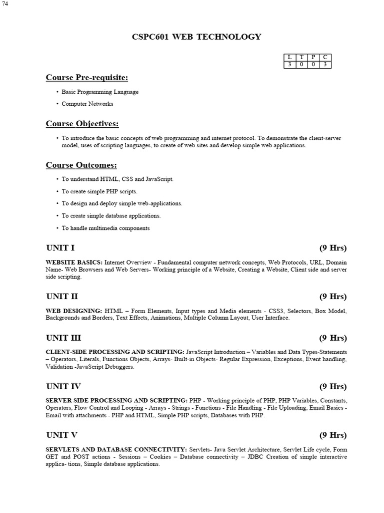 Web Technology Course Overview | PDF | Parsing | World Wide Web