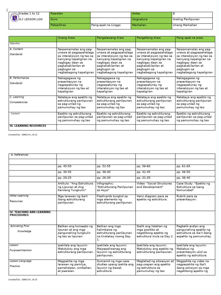 AP 8 Q1 WEEK 4 | PDF