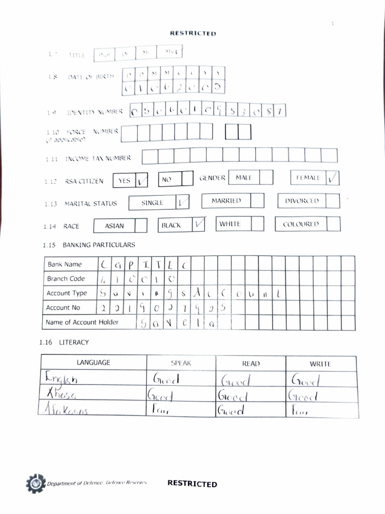 Military Service Application Form | PDF | Justice | Crime & Violence