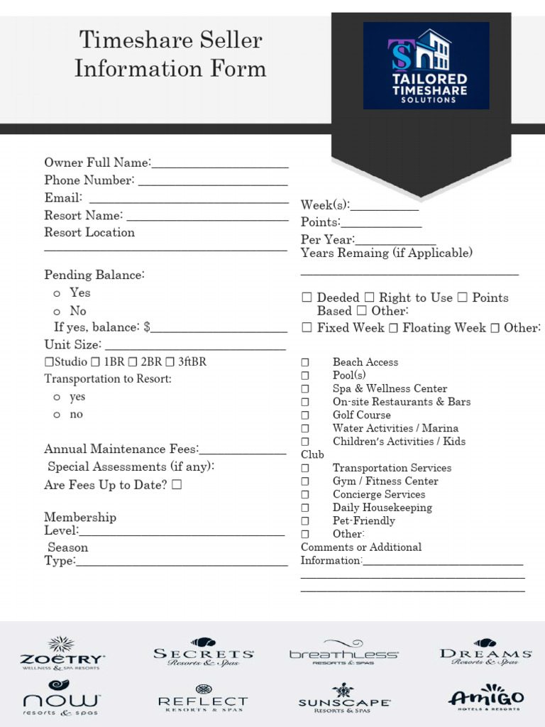 Timeshare Seller Information Form | PDF