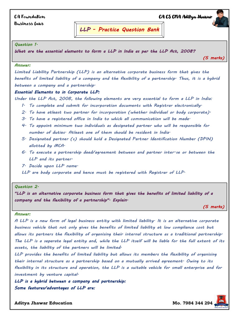Essential Guide to LLP Formation in India | PDF | Limited Liability ...