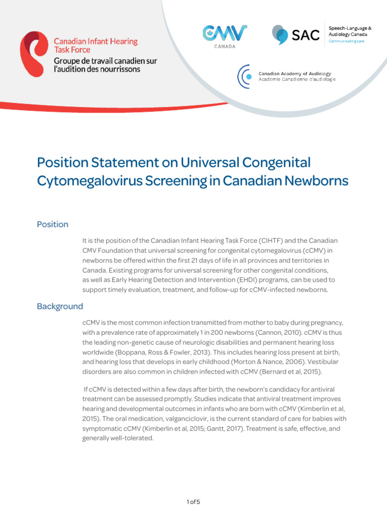 Universal cCMV Screening for Newborns | PDF | Hearing Loss | Screening ...