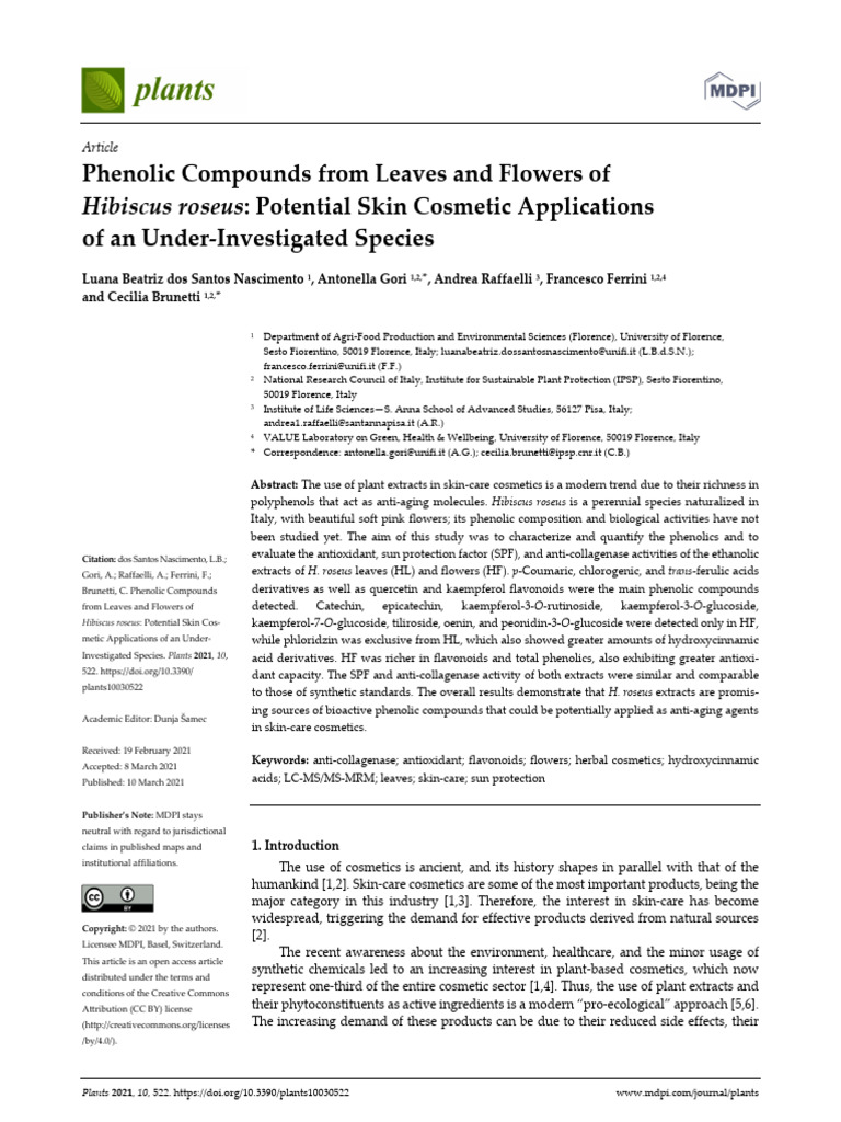 Phenolic Compounds From Leaves and Flowers of Hibi | PDF | Polyphenol ...