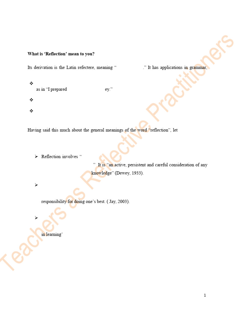 Understanding Reflection in Education | PDF | Thought | Teachers