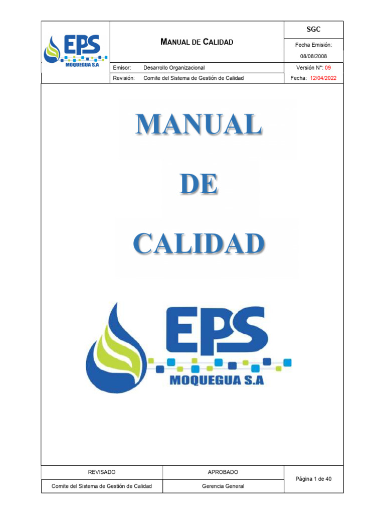 Manual de Calidad SGC: Versión 09 | PDF | Sistema de manejo de calidad ...
