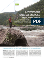 Investissons dans les énergies renouvelables plutôt que dans le complexe hydroélectrique de la Romaine