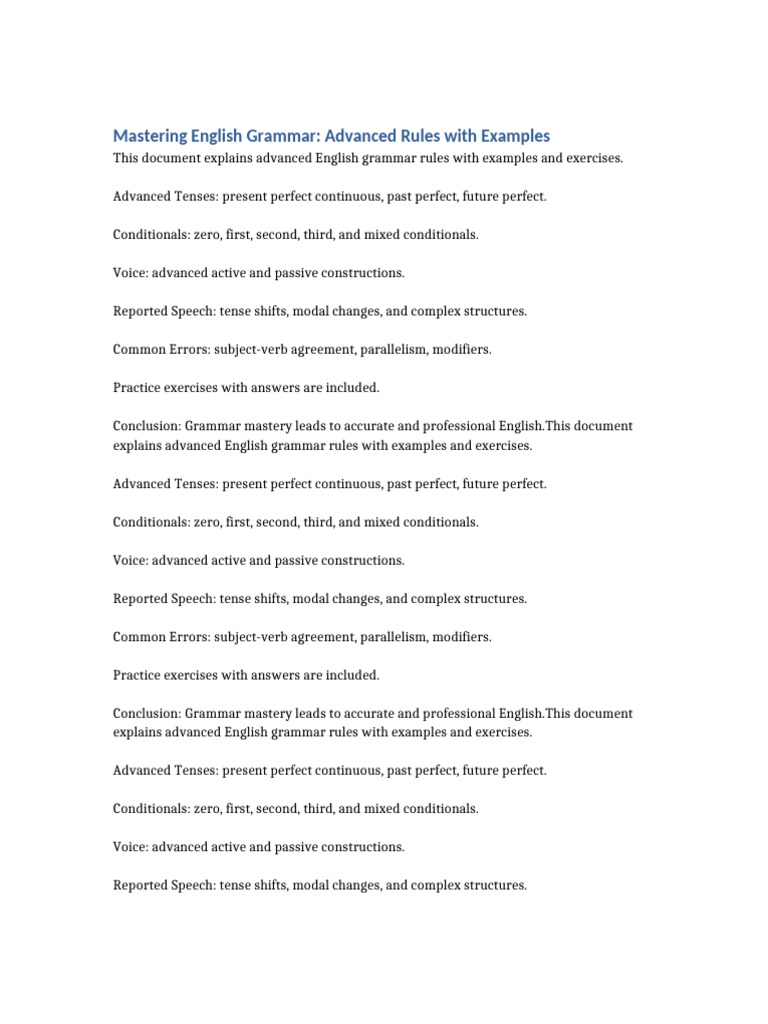 Advanced English Grammar Mastery Guide | PDF | Grammatical Tense | Verb