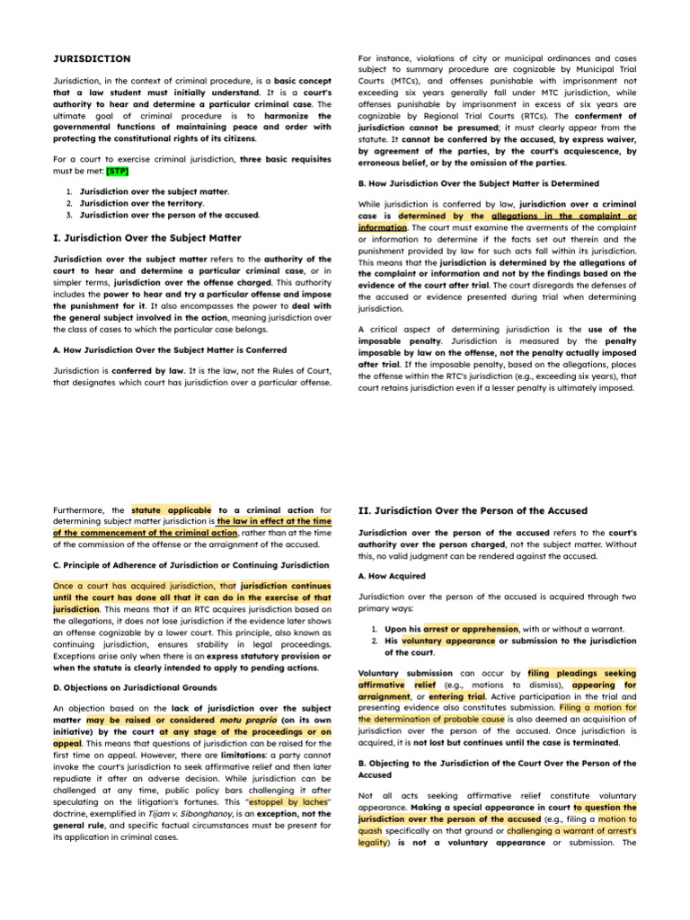 Understanding Criminal Jurisdiction Basics | PDF | Prosecutor | Crimes