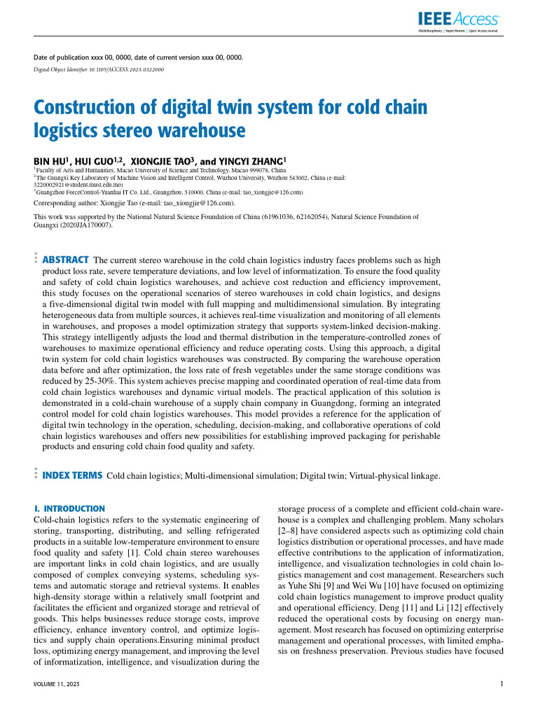 Construction of Digital Twin System For Cold Chain | PDF | Logistics ...